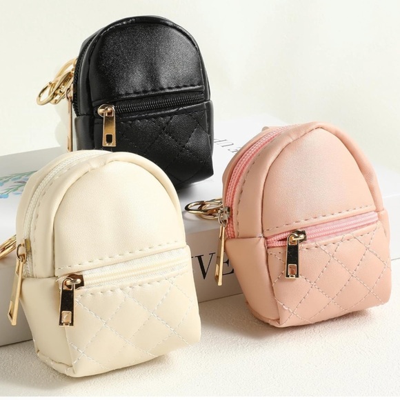 NEW⚡️Set of 3⚡️Mini Backpack Bag Charm Keychain Micro Pouch Cles Compact Wallet - Picture 1 of 6